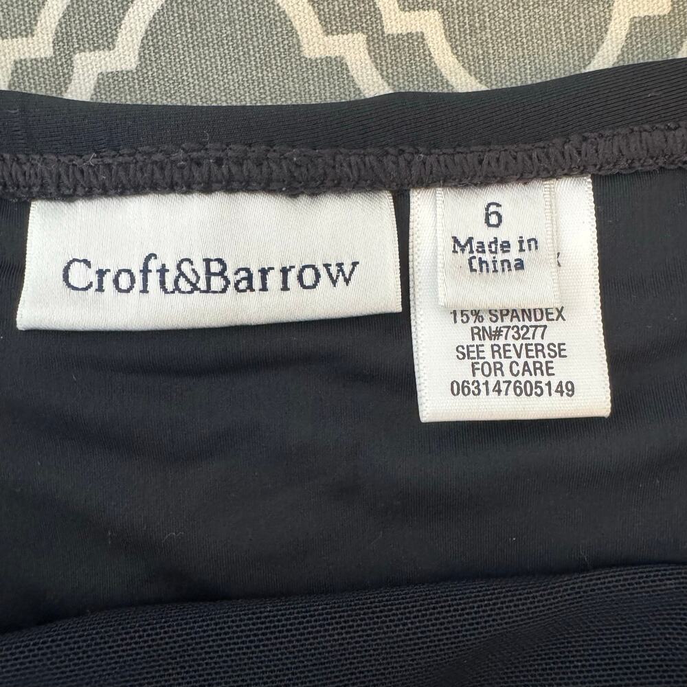 Croft & Barrow Swim Skirt Women's Size 6 Black Ruffle Ruching Summer Vacation - Picture 2 of 11